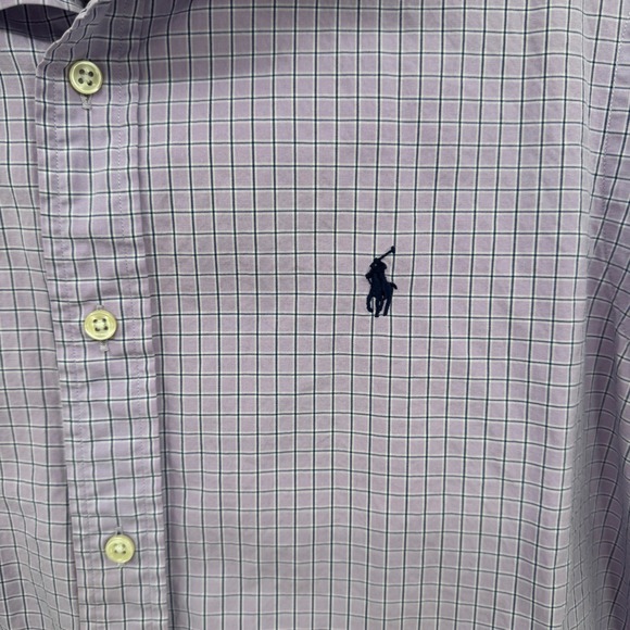 Ralph Lauren Men's‎ M Purple Gingham Check Short Sleeve Shirt Classic Fit Preppy - Picture 6 of 8